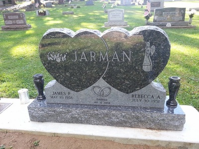 Double Heart Memorial Headstone