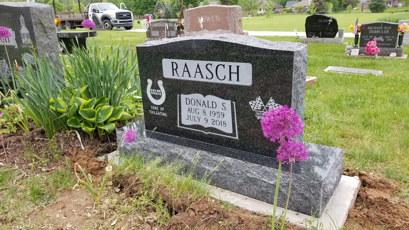 Single 3ft. memorial headstone in diamond black granite