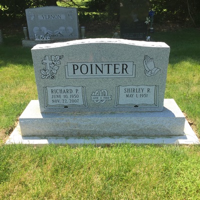 Double upright memorial headstone in grey granite