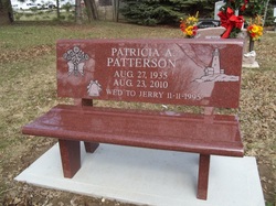 memorial bench in red granite