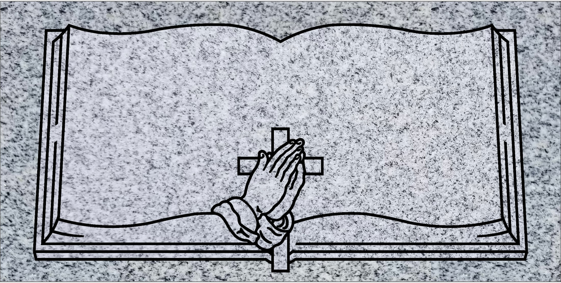 Cross and praying hands design