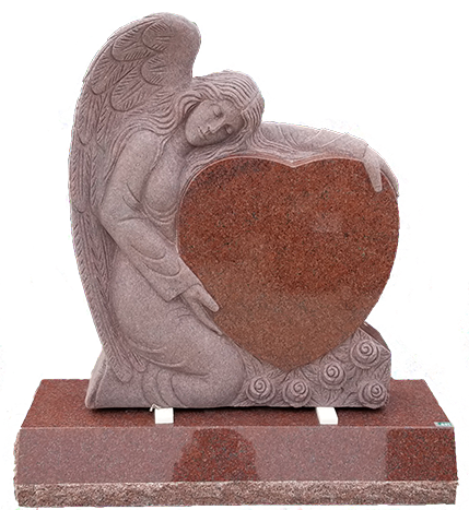 Angel Over Heart Headstone