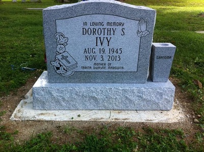 Single 2ft. memorial headstone in grey granite